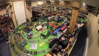 Huge Lionel O Gauge Model Train Display Full Tour!  25 years old! Wait until you see it in the dark!