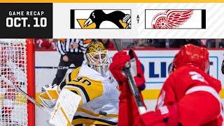 GAME RECAP: Penguins at Red Wings (10.10.24) | Joel Blomqvist Earns Victory in NHL Debut