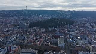 Stuttgart cityscape revealing architectural landscape including old Allianz Building, Television
