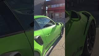 Green GT3 RS parked at the track #automobile #supercar #sportscar #millionaire #lifestyle #fypシ゚