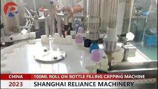 Automatic 100ml roll on bottle filling and capping machine / SHAGHAI RELIANCE MACHINERY