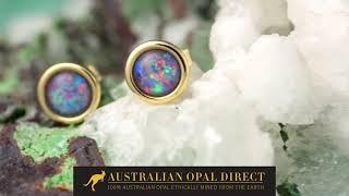 Gold Earrings, Green Earrings, Opal Stud Earrings - Australian Opal Direct | Worldwide Shipping