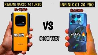 REALME NARZO 70 TURBO VS INFINIX GT 20 PRO BGMI TEST | 90 FPS | GRAPHICS | HEATING | BATTERY