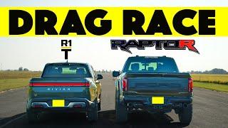 Damn!! 2025 Ford F150 Raptor R vs Rivian R1T Launch Edition, drag and roll race.