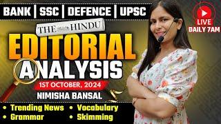 Editorial Analysis | 1st October, 2024 | Vocab, Grammar, Reading, Skimming | Nimisha Bansal