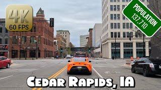 Driving Around Downtown Cedar Rapids, IA in 4k Video