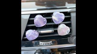 Purple Fluorite Heart Car Accessories Car Vent Clips for Women Personalized Gifts for Mom