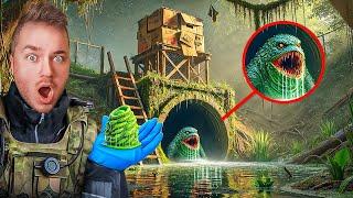 EXPLORING POND MONSTER'S SECRET TUNNELS! POND MONSTER BASE FOUND? Box Fort (Cardboard Crafts)