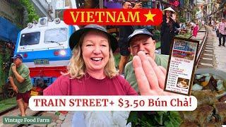 Hanoi Street Food! Bún Chả! (Vietnamese BBQ) + Train Street 