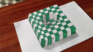 Easy 3d drawing on paper - how to draw 3d / Trick 3d art for beginners