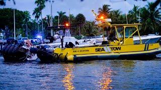 Quad Engine Boat Accident in Biscayne Bay Center Console Boat Totally Destroyed (Black Point Marina)