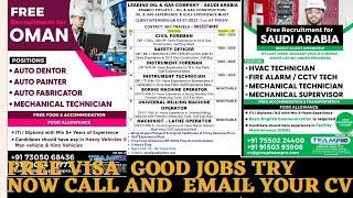 jobs in abroad, gulf wanted,gulf interview, free visa requirements, gulf jobs.