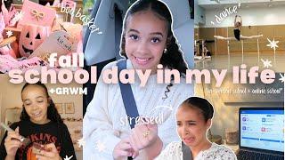 fall school day in my life vlog | *GRWM* *in-person school + online school* *dance* *boo basket*