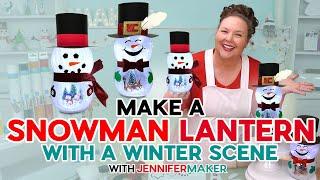 Put A Snowglobe Scene In A Dollar Tree Snowman Lantern!