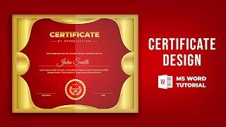 How to make Certificate Design in MS word | Certificate Design Tutorial | Microsoft word