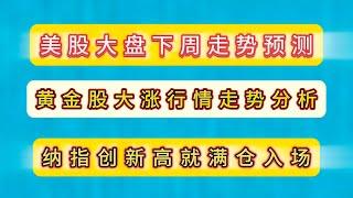 美股大盘下周走势预测/黄金股大涨行情走势分析/纳指创新高就满仓入场/aapl nvda tsla tsm 美股股票解答