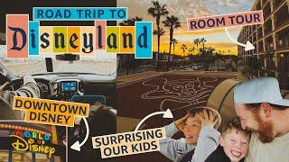 Traveling to Disneyland ️ | Surprising the Kids  | Fairfield Inn Room Tour + Downtown Disney Fun!