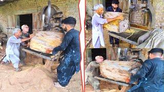 Extremely dangerous wood log sawing | Hardworkers working hard on ara machine | Awan Wood Works