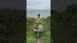 Ocean plastic removal from remote beach in Cornwall, UK