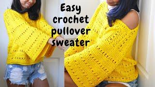 DIY easy crochet pullover sweater make in any size!