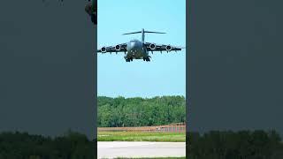 The C-17 transport plane landed, and the landing was very stable #militaryaviation #usairforce