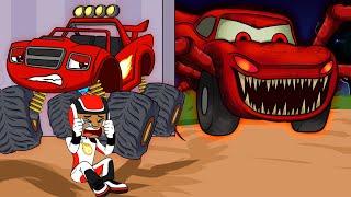 Lightning McQueen Spider Eater!Don't Ever Scare AJ & Blaze -Blaze and the Monster Machines Animation