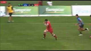 Otia Giorgadze barnstorming run leads to Georgia U20 try in opening minute vs Uruguay