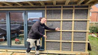 PART 8 FULL GARDEN ROOM BUILD How to fit Batten for exterior cladding Cedar and Box Profile Sheets