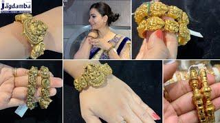 Sri Jagdamba Pearls pure 22k gold Nakshi kada bangles with weight & price