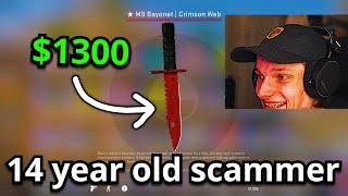 he called scammer's mom to get his knife back...