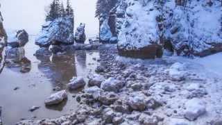 Hopewell Rocks receding tide in winter