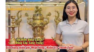 Bộ Đỉnh Đồng Cattut 36KG -Ban thờ cỡ Trung 1m8-2m17