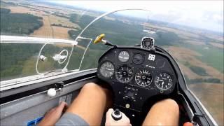 SZD-51 Junior glider flight: winch launch, traffic pattern and landing