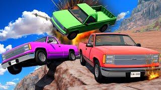 Racing Trucks on a DANGEROUS CRASH CANYON in BeamNG Drive Mods!