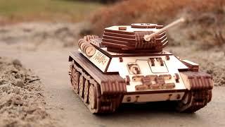 EWA Eco-Wood-Art 3D Wooden Puzzle Tank Building Kit – Tank T-34-85 – Scale Model Army Tank DIY Kit