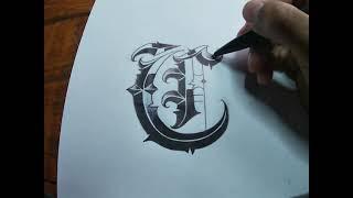 Lettering tatuaje abecedario, Time lapse letra C (Tattoo lettering alphabet)