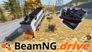 BeamNG: Driving a bus with a car on it