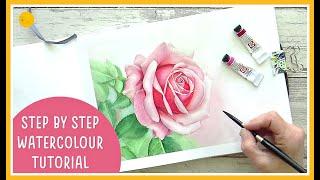 Watercolour ROSE painting SIMPLIFIED : A step by step TUTORIAL for beginners