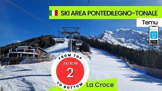 Ski Area Pontedilegno - Tonale Italy / ski run 2 - La Croce, from top to bottom