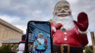 2 of only 6 in the world! Retro, roadside giant fiberglass Santas, Prewitt/International Fiberglass.