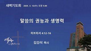 새벽기도회(2025. 3. 12. 수) 말씀의 권능과 생명력(히 4:12-16)