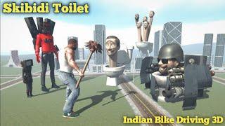 Franklin Fight Giant Skibidi Toilet Indian Bike Driving 3D || Skibidi Toilet New Video ||