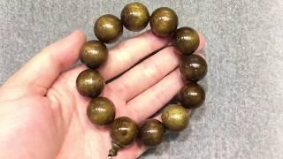 四川陰沉金絲楠木特大佛珠手串 20mm (KH147853)【緣飾天然水晶 Khicas Gems Jewelry】Wood Bracelet 帶天然金絲綢緞光澤 金光閃爍 氣味淡雅幽香 心曠神怡