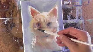 "White Cat" realtime version Oil Painting Demo by Peter Chorao ASMR