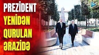 Prezident “28 May” stansiyasının qarşısında görülən işlərlə tanış oldu: ərazidən GÖRÜNTÜLƏR