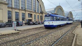 Tramvaje Riga: linka - 10. Rīgas tramvaji: līnija - 10. Tram Riga: line 10. Lotyšsko/Latvija/Latvia.