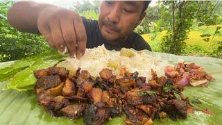 Pork chilly kents style and supper spicy crab chutney || eating in Naga style.