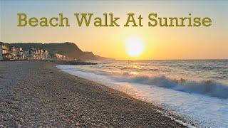 Virtual Walk On The Beach - Sounds Of Sea Waves Breaking Onto Pebble Shore | Treadmill Scenery