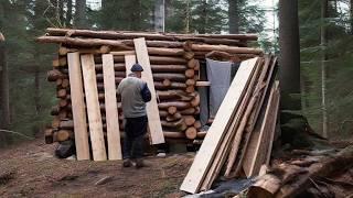 Building a Log Cabin in the Woods: Floors and Roof Construction | EP2