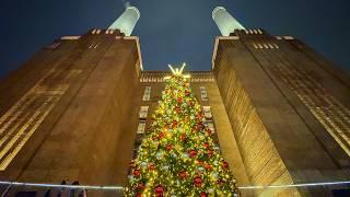 London Christmas Tour 2024  Battersea Power Station at Christmas  4K HDR